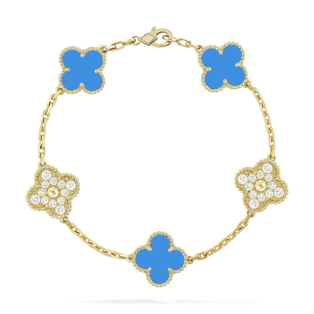 [⭐Glow Muse] CLOVER 5 MOTIF BLUE AGATE BRACELET COLLECTION