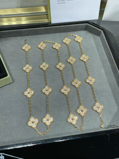 [Glow Muse]CLOVER 20 MOTIFS FULL-DIAMOND NECKLACE