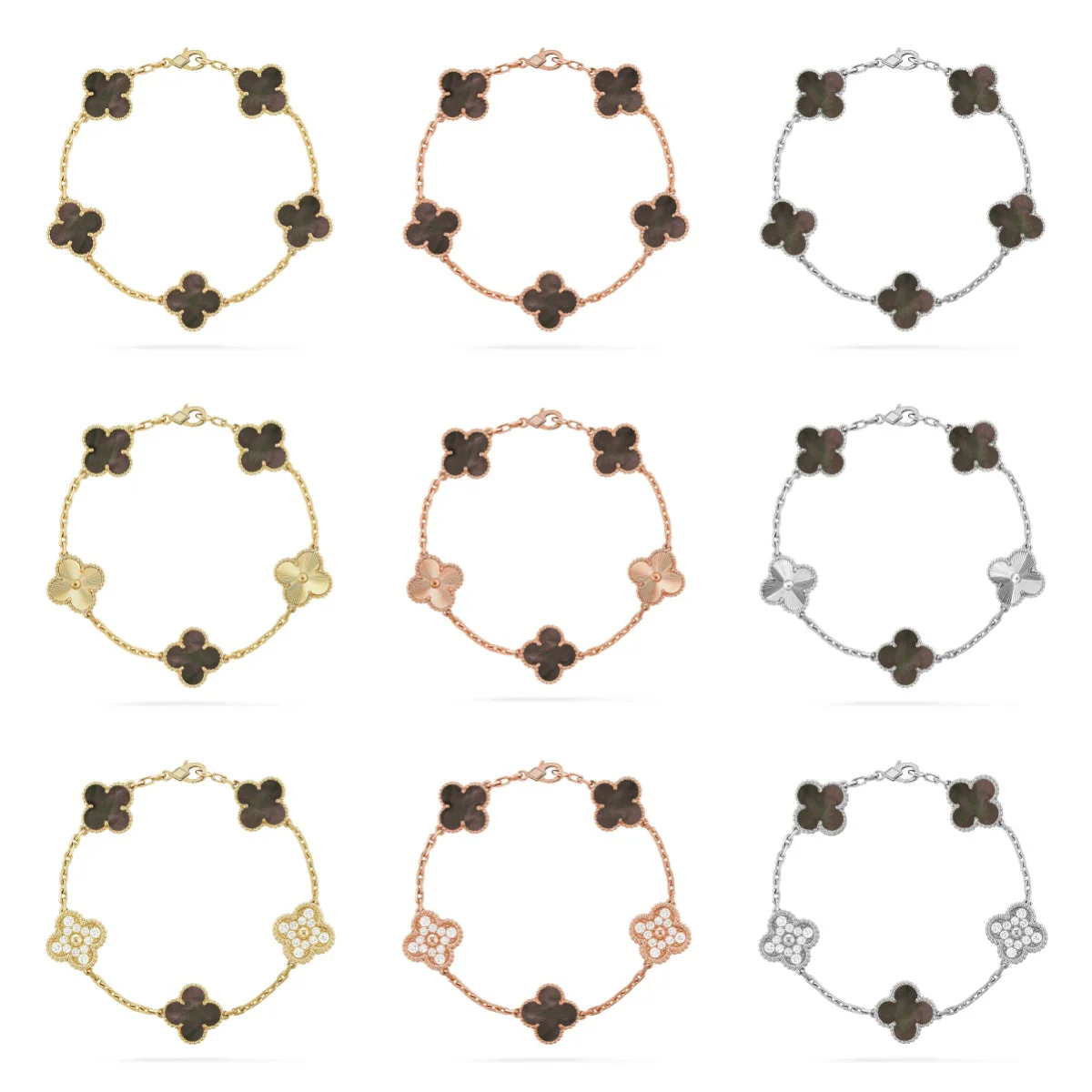[⭐Glow Muse] CLOVER 5 MOTIF GRAY MOP BRACELET COLLECTION