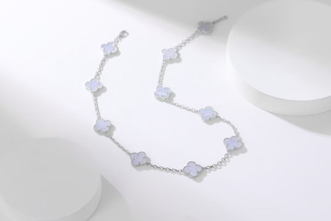 [Glow Muse]CLOVER 10 MOTIFS PURPLE FRITILLARY NECKLACE