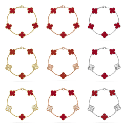 [⭐Glow Muse] CLOVER 5 MOTIF RED CORNELIAN BRACELET COLLECTION