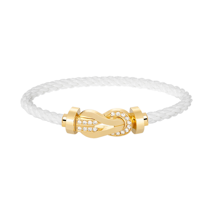 [Glow Muse]CHANCE LARGE 8 FIGURE BUCKLE HALF DIAMOND BRACELET GOLD