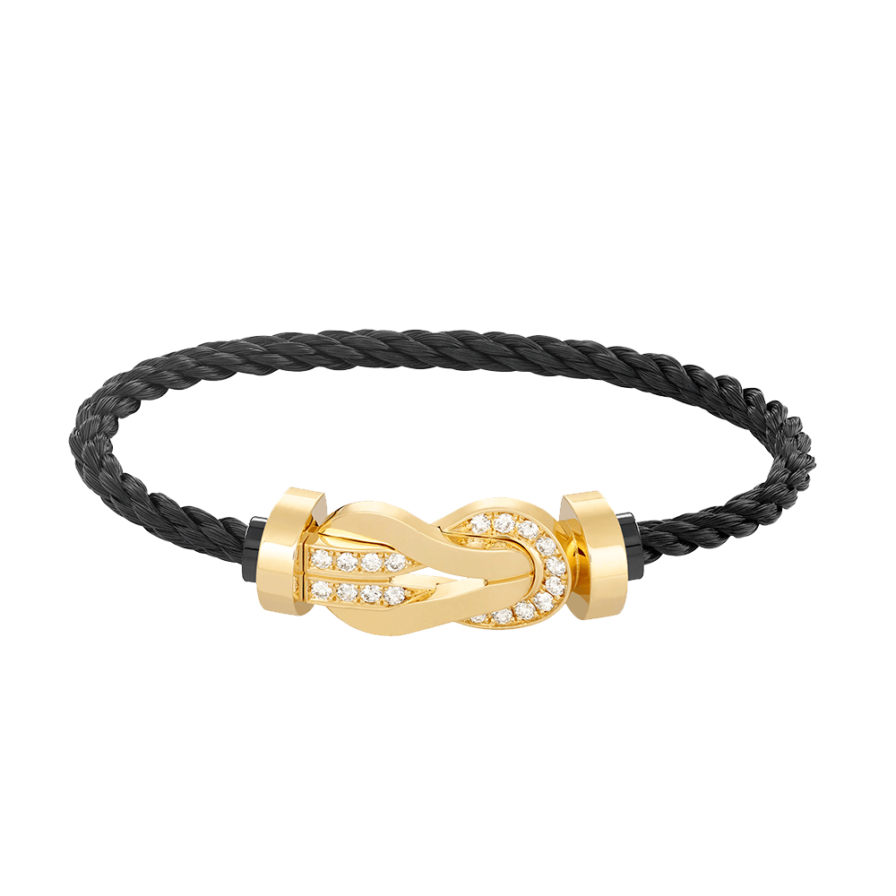 [Glow Muse]CHANCE LARGE 8 FIGURE BUCKLE HALF DIAMOND BRACELET GOLD