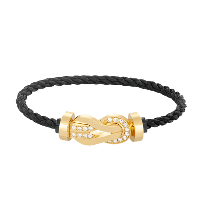 [Glow Muse]CHANCE LARGE 8 FIGURE BUCKLE HALF DIAMOND BRACELET GOLD