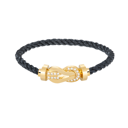 [Glow Muse]CHANCE LARGE 8 FIGURE BUCKLE HALF DIAMOND BRACELET GOLD