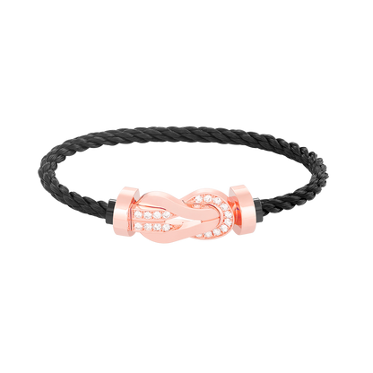 [Glow Muse]CHANCE LARGE 8 FIGURE BUCKLE HALF DIAMOND BRACELET ROSE GOLD