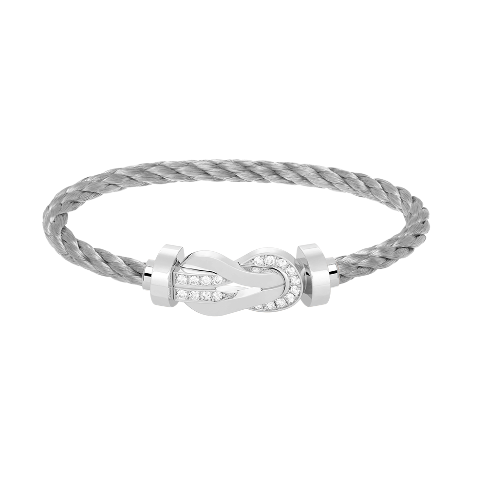 [Glow Muse]CHANCE LARGE 8 FIGURE BUCKLE HALF DIAMOND BRACELET SILVER