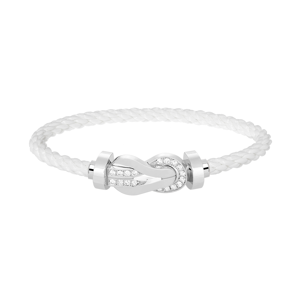 [Glow Muse]CHANCE LARGE 8 FIGURE BUCKLE HALF DIAMOND BRACELET SILVER