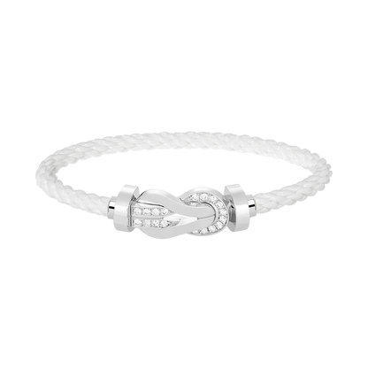 [Glow Muse]CHANCE LARGE 8 FIGURE BUCKLE HALF DIAMOND BRACELET SILVER