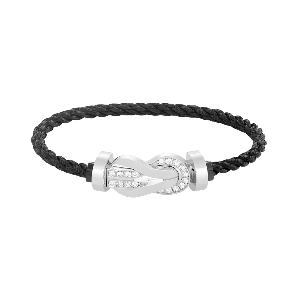 [Glow Muse]CHANCE LARGE 8 FIGURE BUCKLE HALF DIAMOND BRACELET SILVER