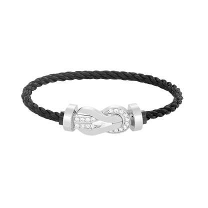 [Glow Muse]CHANCE LARGE 8 FIGURE BUCKLE HALF DIAMOND BRACELET SILVER