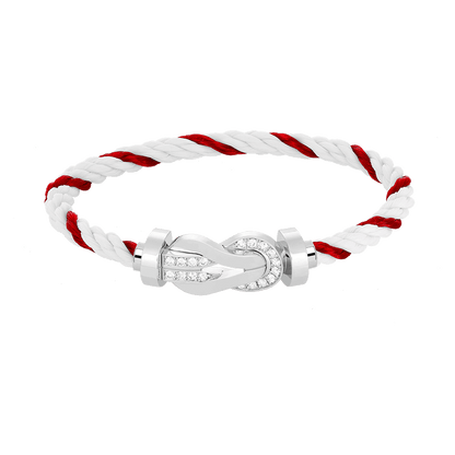 [Glow Muse]CHANCE LARGE 8 FIGURE BUCKLE HALF DIAMOND BRACELET SILVER