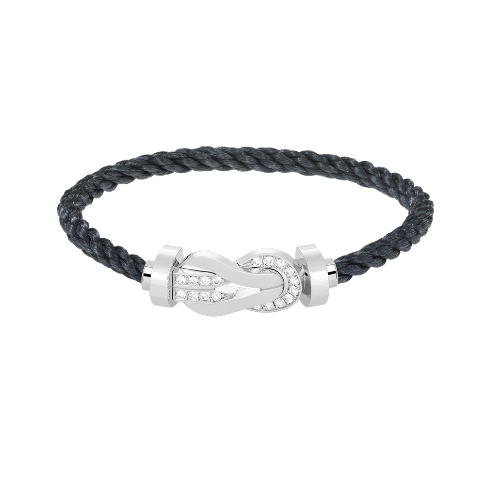 [Glow Muse]CHANCE LARGE 8 FIGURE BUCKLE HALF DIAMOND BRACELET SILVER