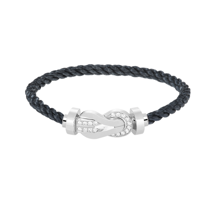 [Glow Muse]CHANCE LARGE 8 FIGURE BUCKLE HALF DIAMOND BRACELET SILVER