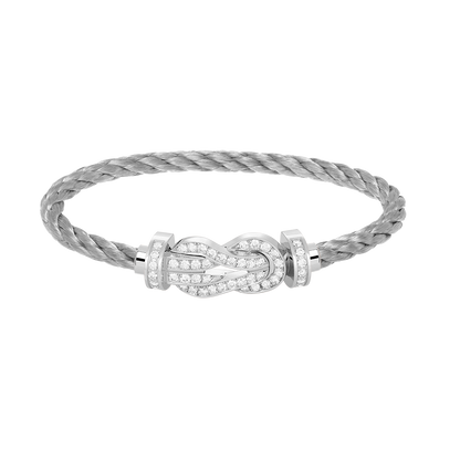 [Glow Muse]CHANCE LARGE 8 FIGURE BUCKLE FULL DIAMOND BRACELET SILVER