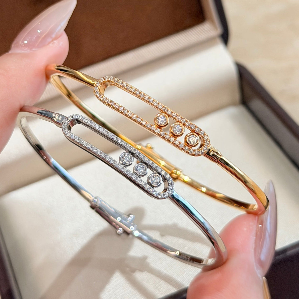 [Glow Muse]Move Pavé Diamond Bangle Bracelet M