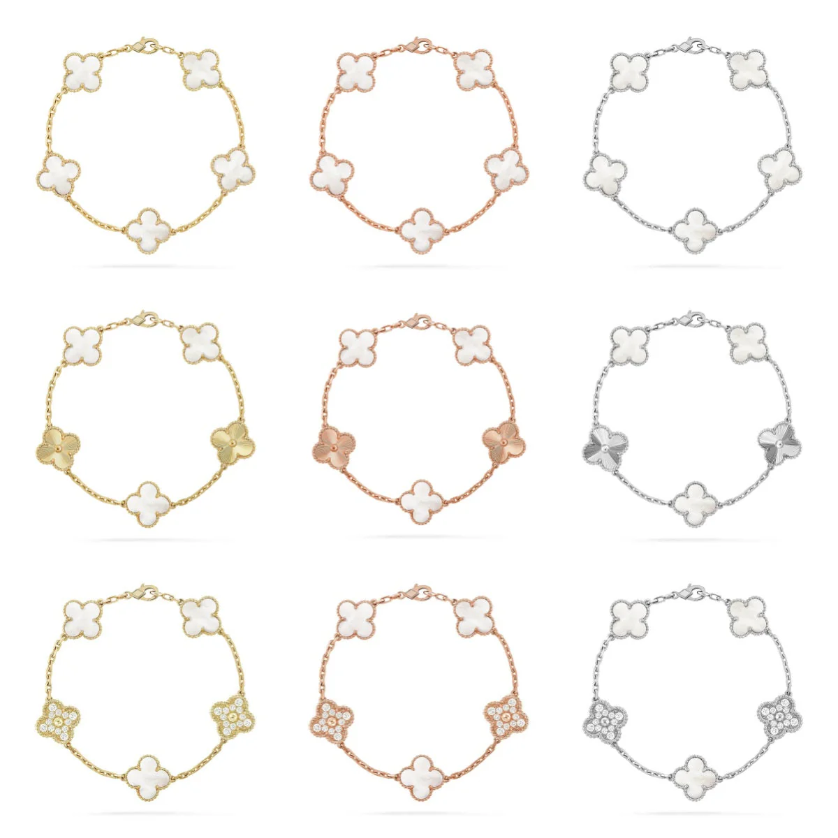 [⭐Glow Muse]CLOVER WHITE PEARL MOP 5 MOTIF BRACELET COLLECTION