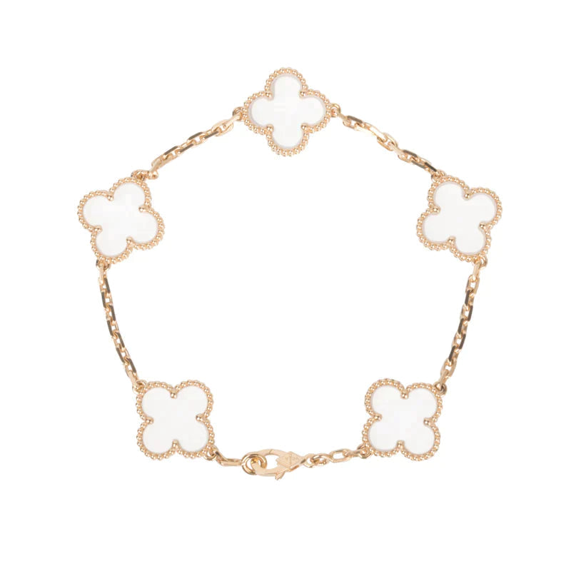 [Glow Muse]CLOVER 5 MOTIF ROCK CRYSTAL BRACELET