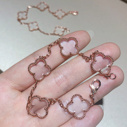 [Glow Muse]CLOVER 5 MOTIF ROCK CRYSTAL BRACELET