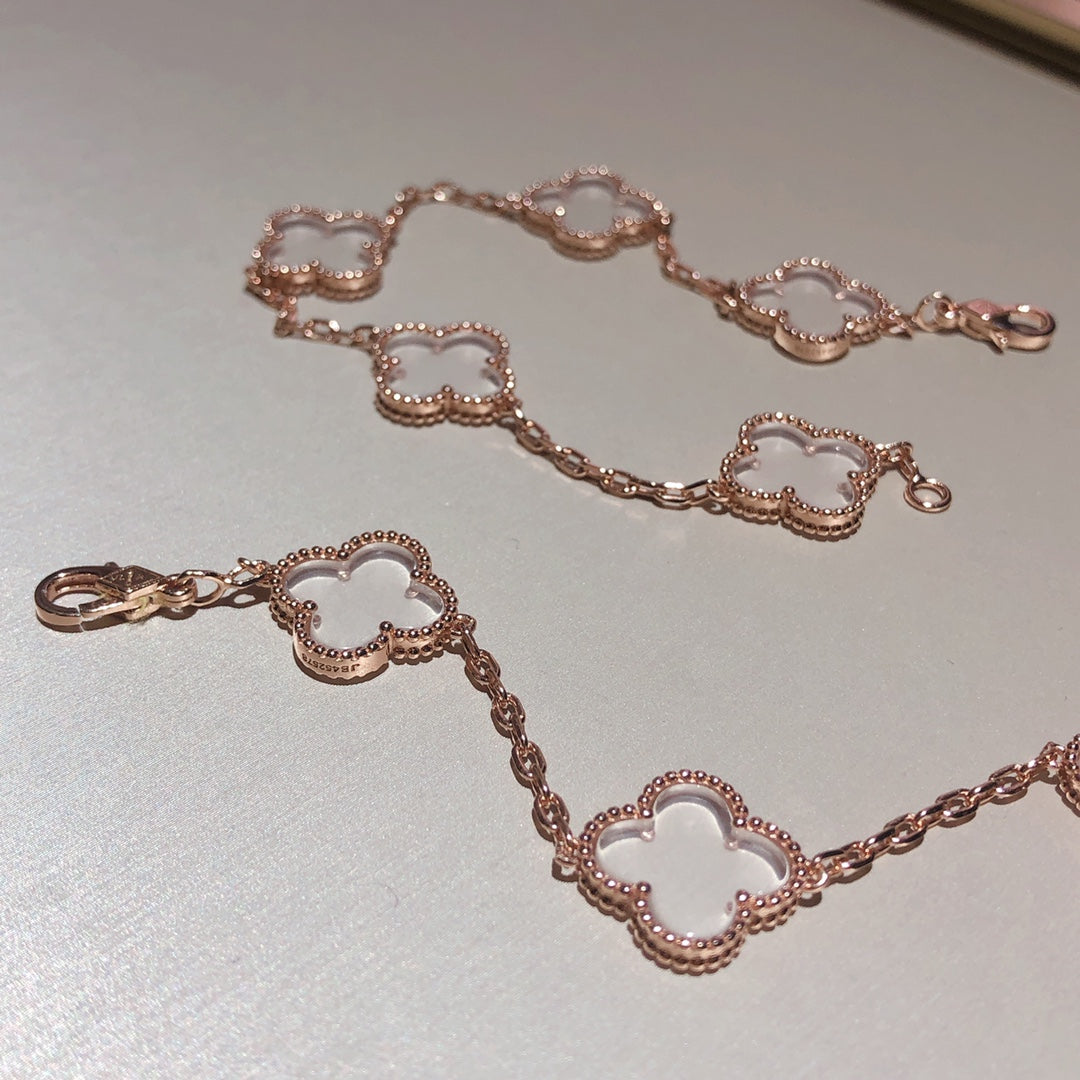 [Glow Muse]CLOVER 5 MOTIF ROCK CRYSTAL BRACELET