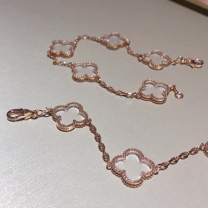 [Glow Muse]CLOVER 5 MOTIF ROCK CRYSTAL BRACELET