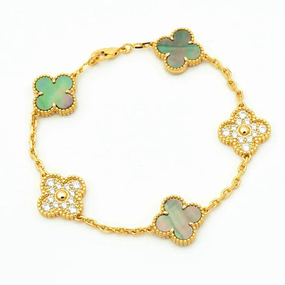 [⭐Glow Muse] CLOVER 5 MOTIF GRAY MOP BRACELET COLLECTION