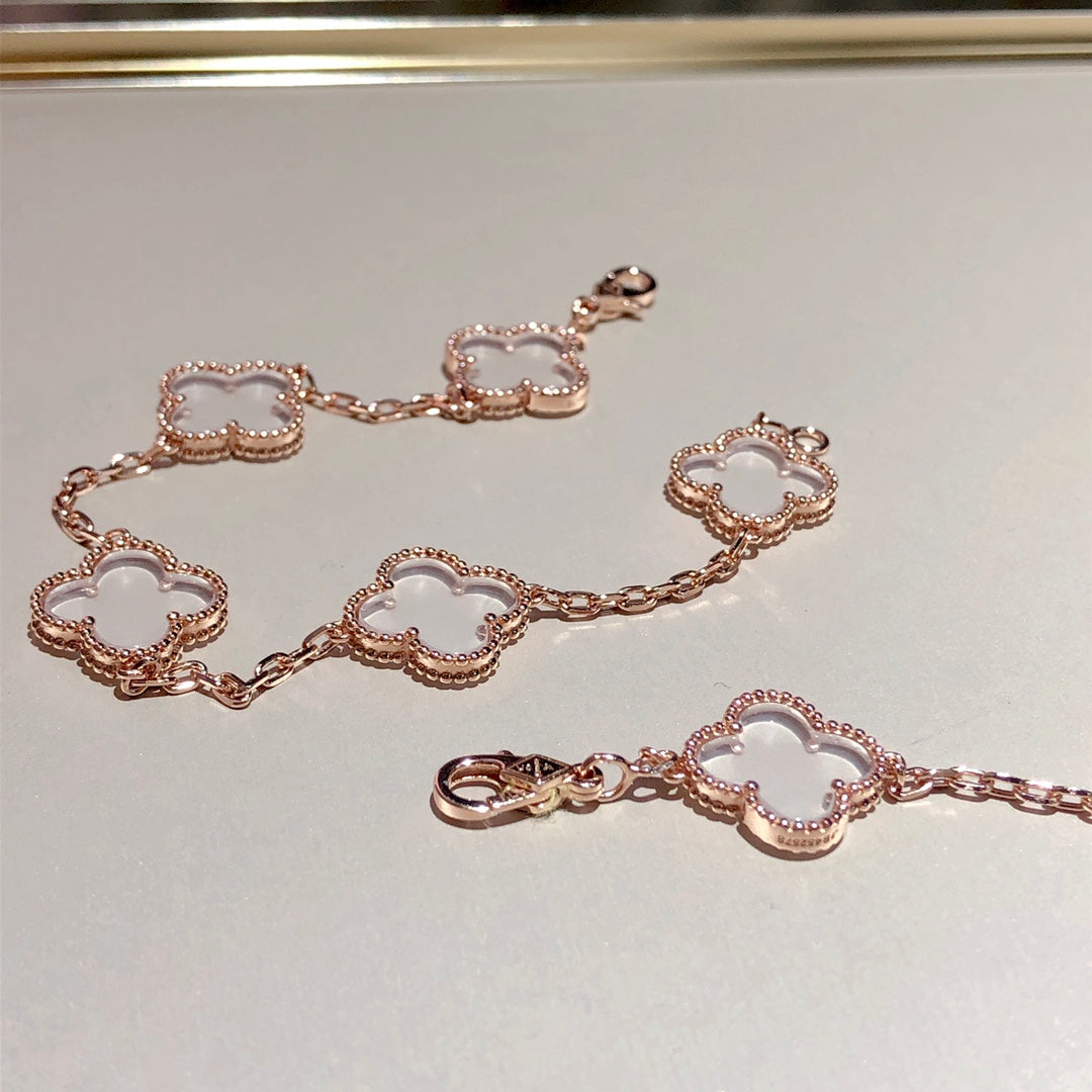 [Glow Muse]CLOVER 5 MOTIF ROCK CRYSTAL BRACELET