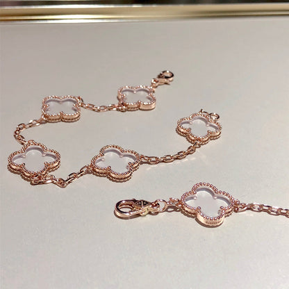 [Glow Muse]CLOVER 5 MOTIF ROCK CRYSTAL BRACELET