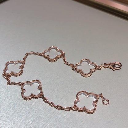 [Glow Muse]CLOVER 5 MOTIF ROCK CRYSTAL BRACELET