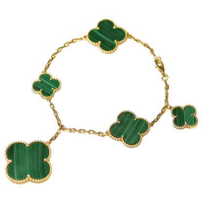 [Glow Muse]MAGIC CLOVER MALACHITE GOLD BRACELET 5 MOTIFS