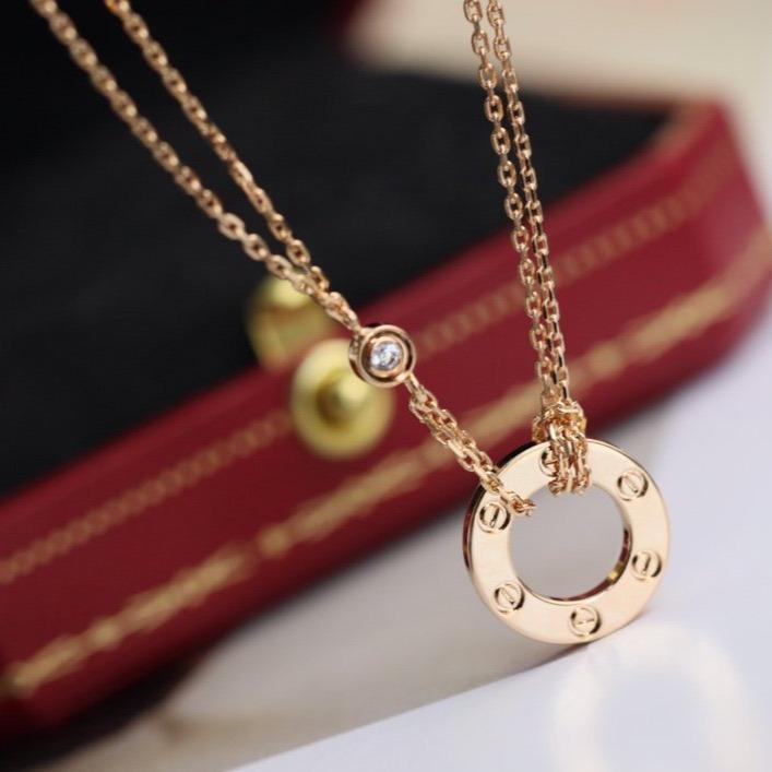 [Glow Muse]LOVE NECKLACE ADJUSTABLE ROSE GOLD 2 DIAMOND