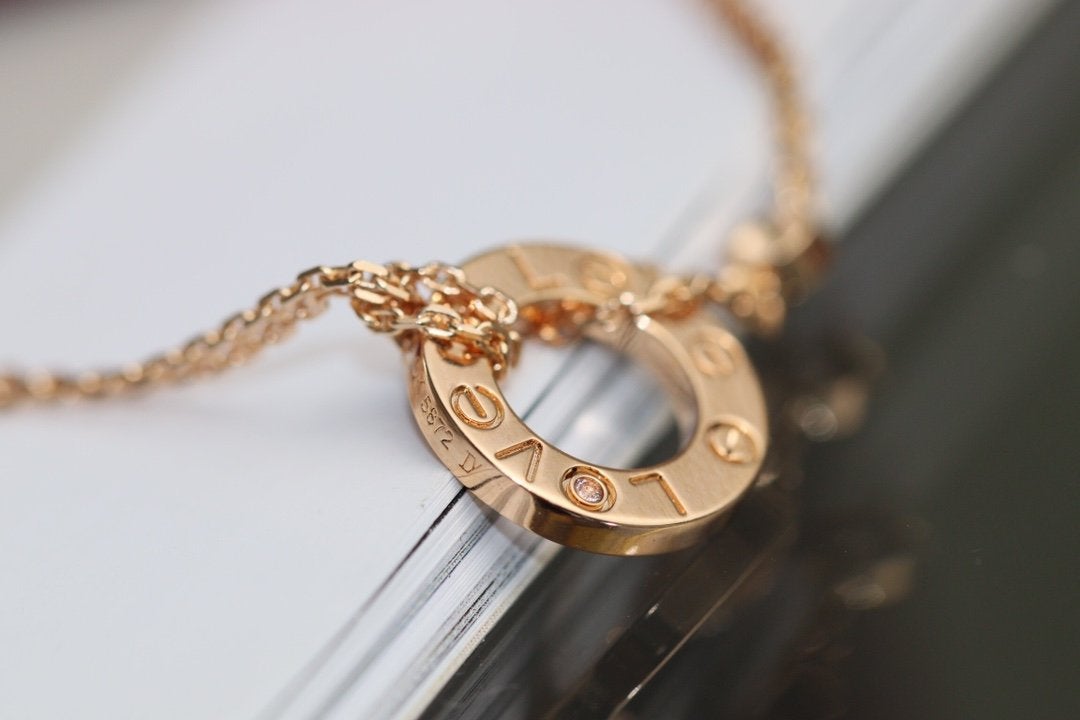 [Glow Muse]LOVE NECKLACE ADJUSTABLE ROSE GOLD 2 DIAMOND