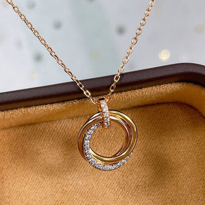 [Glow Muse]TRINITY NECKLACE SILVER GOLD PINK GOLD DIAMONDS