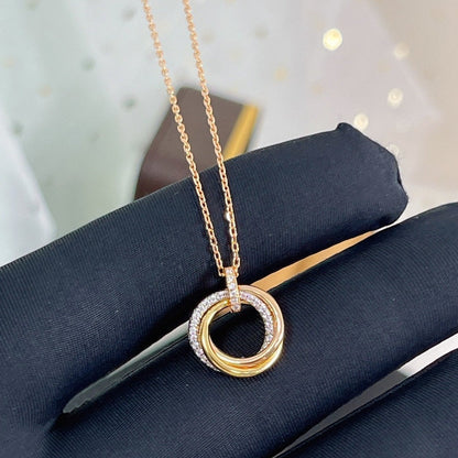 [Glow Muse]TRINITY NECKLACE SILVER GOLD PINK GOLD DIAMONDS