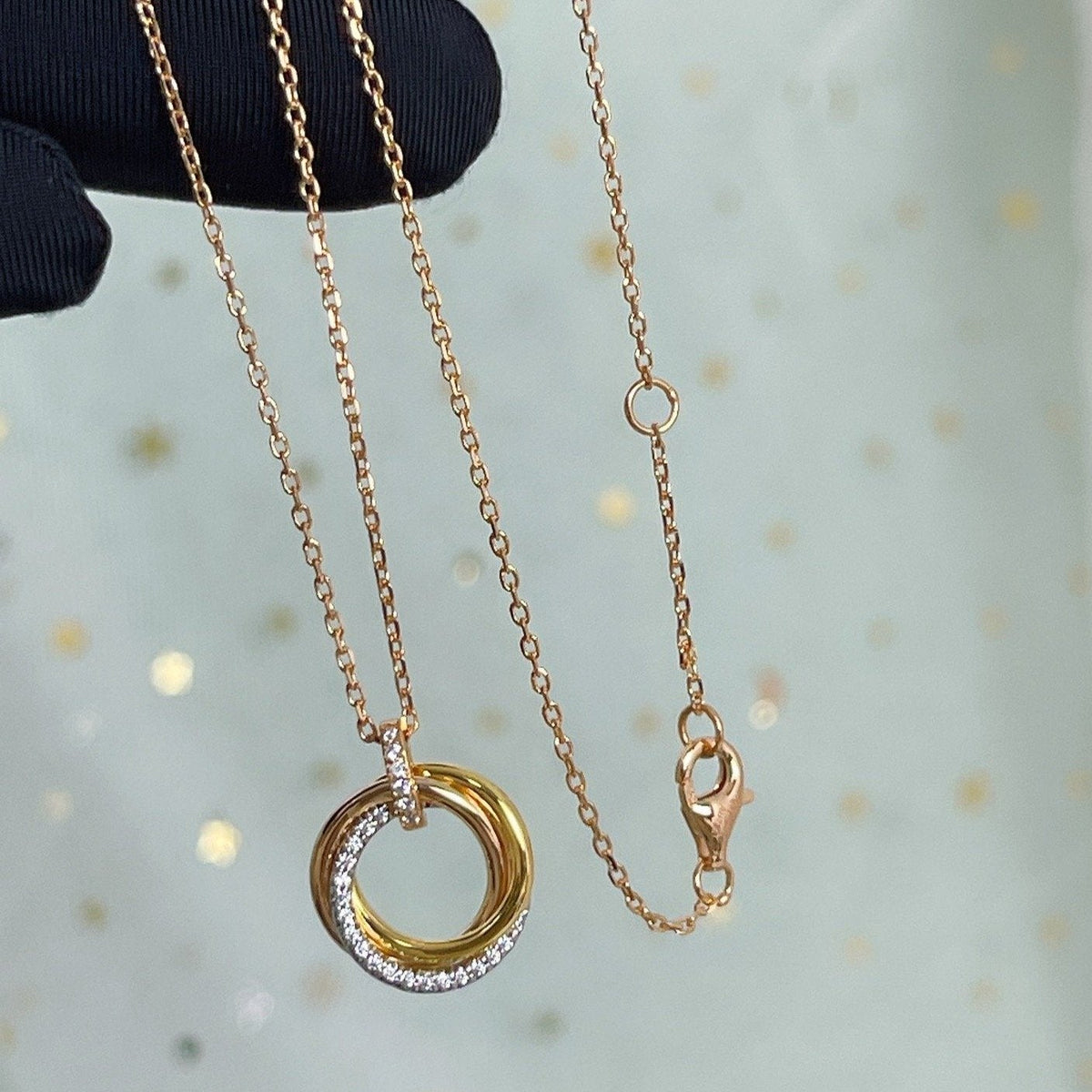 [Glow Muse]TRINITY NECKLACE SILVER GOLD PINK GOLD DIAMONDS