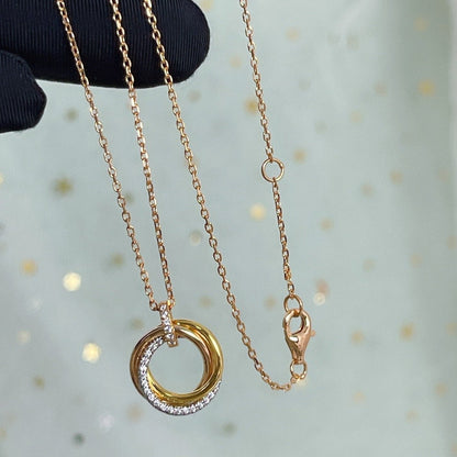 [Glow Muse]TRINITY NECKLACE SILVER GOLD PINK GOLD DIAMONDS