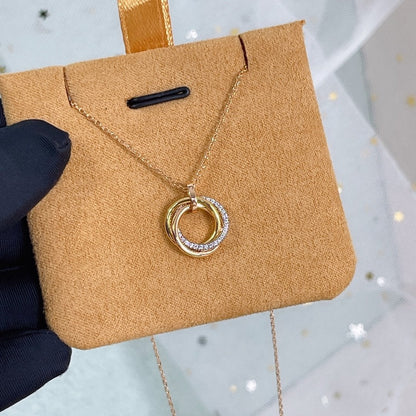[Glow Muse]TRINITY NECKLACE SILVER GOLD PINK GOLD DIAMONDS