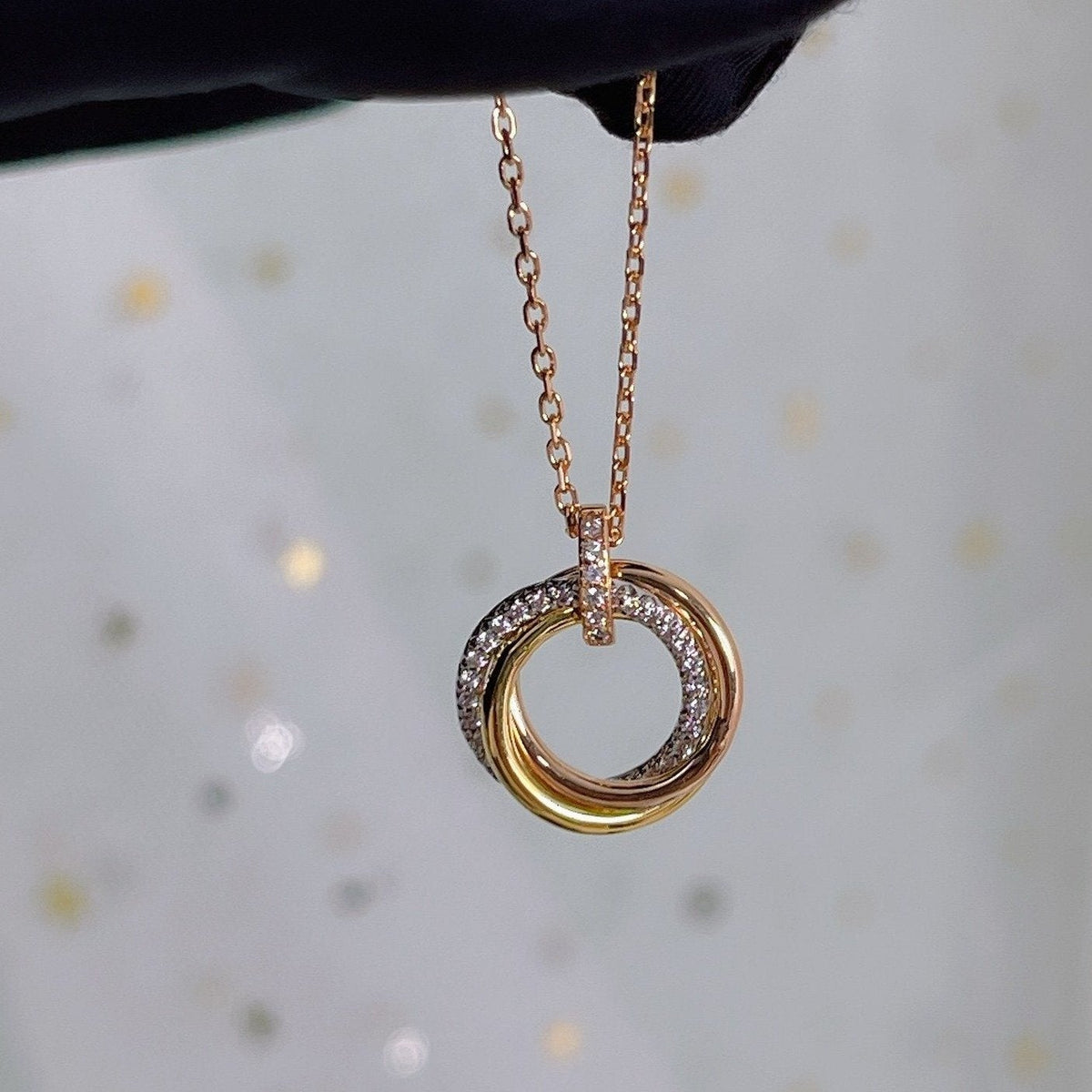 [Glow Muse]TRINITY NECKLACE SILVER GOLD PINK GOLD DIAMONDS