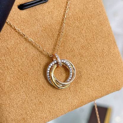 [Glow Muse]TRINITY NECKLACE SILVER GOLD PINK GOLD DIAMONDS