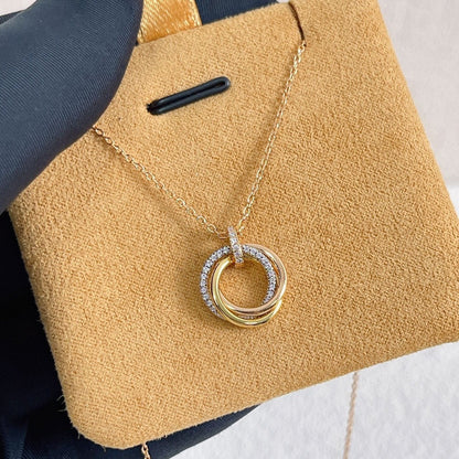 [Glow Muse]TRINITY NECKLACE SILVER GOLD PINK GOLD DIAMONDS