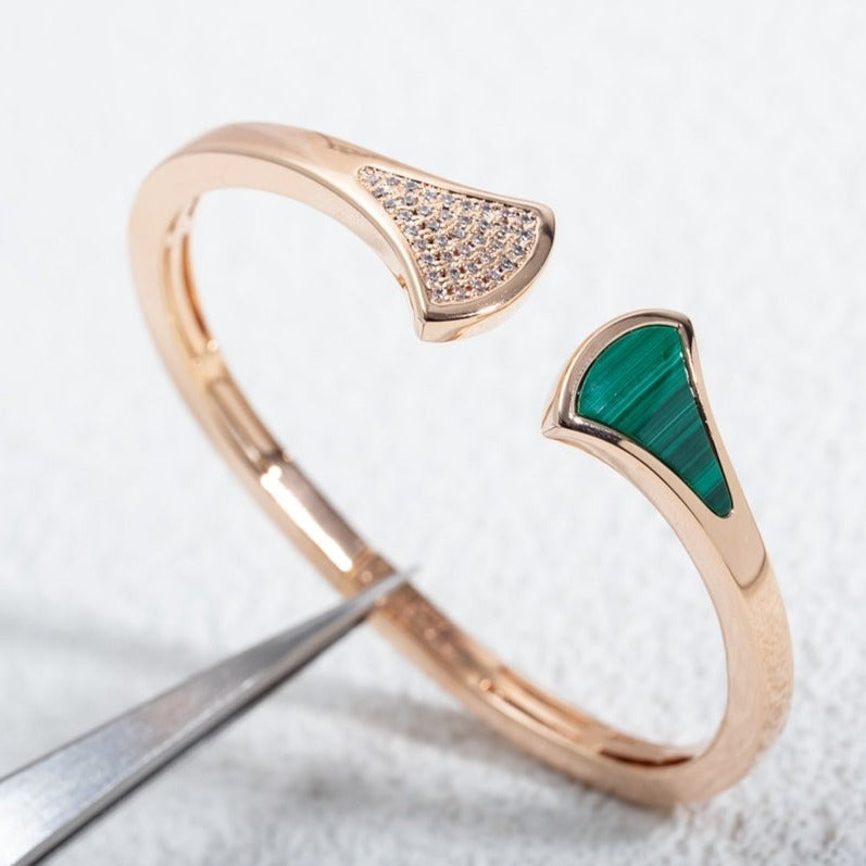 [Glow Muse]DREAM BRACELET OPEN MALACHITE PINK GOLD