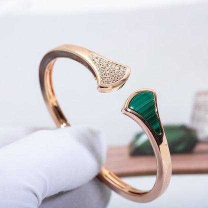 [Glow Muse]DREAM BRACELET OPEN MALACHITE PINK GOLD