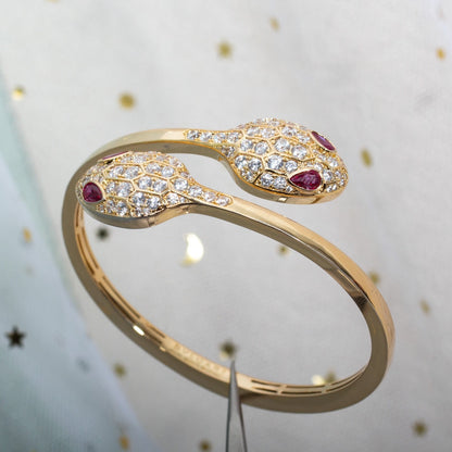 [Glow Muse]SERPENTI BRACELET PINK GOLD DIAMOND DOUBLE SNAKE