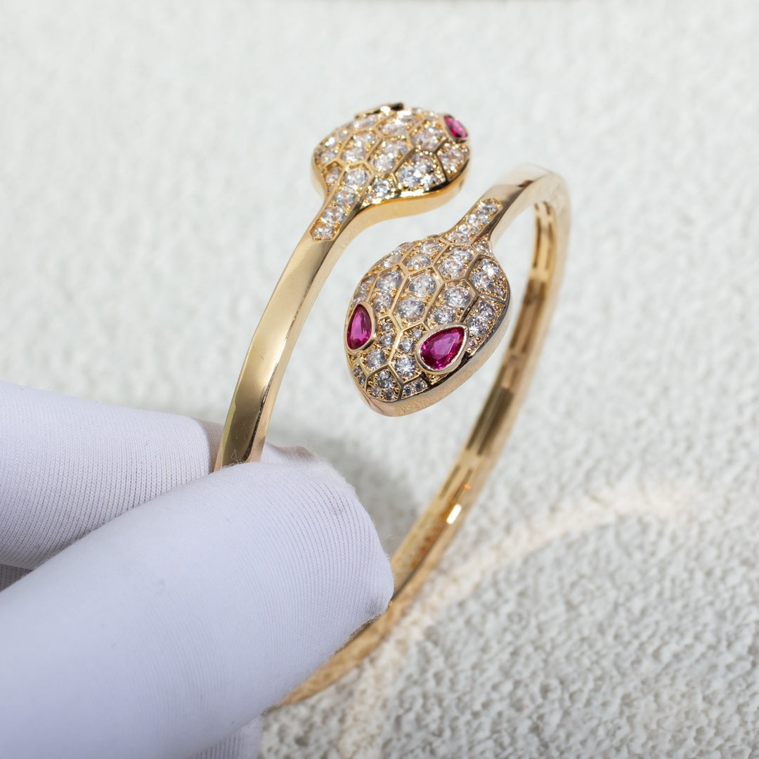 [Glow Muse]SERPENTI BRACELET PINK GOLD DIAMOND DOUBLE SNAKE
