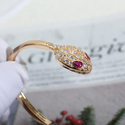 [Glow Muse]SERPENTI BRACELET PINK GOLD DIAMOND DOUBLE SNAKE