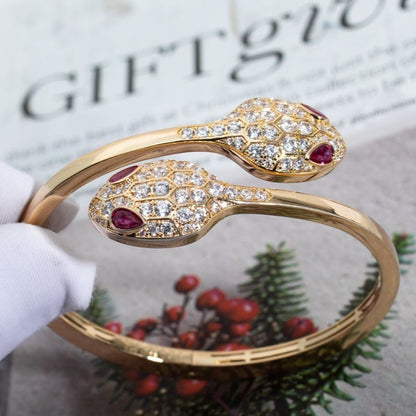 [Glow Muse]SERPENTI BRACELET PINK GOLD DIAMOND DOUBLE SNAKE