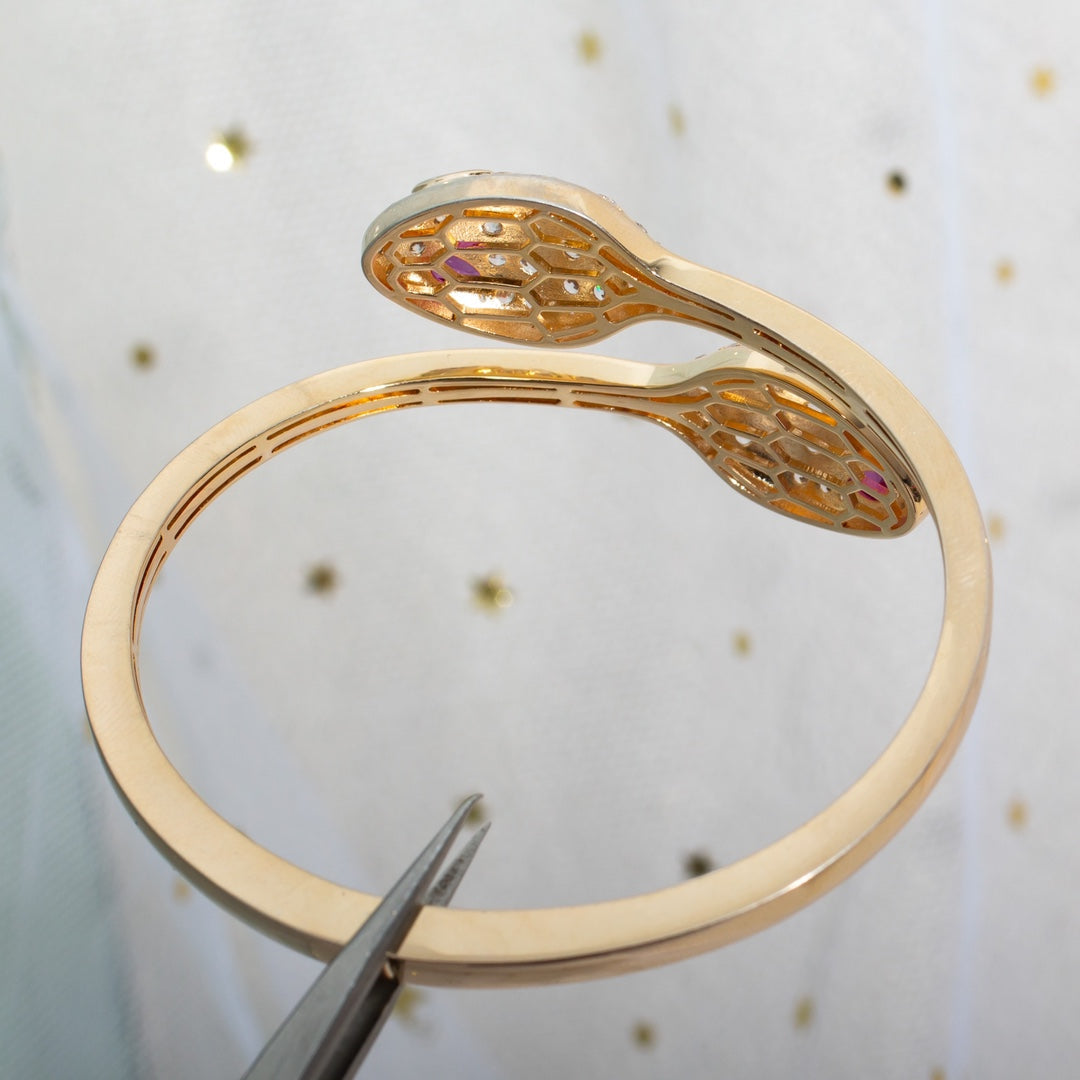 [Glow Muse]SERPENTI BRACELET PINK GOLD DIAMOND DOUBLE SNAKE