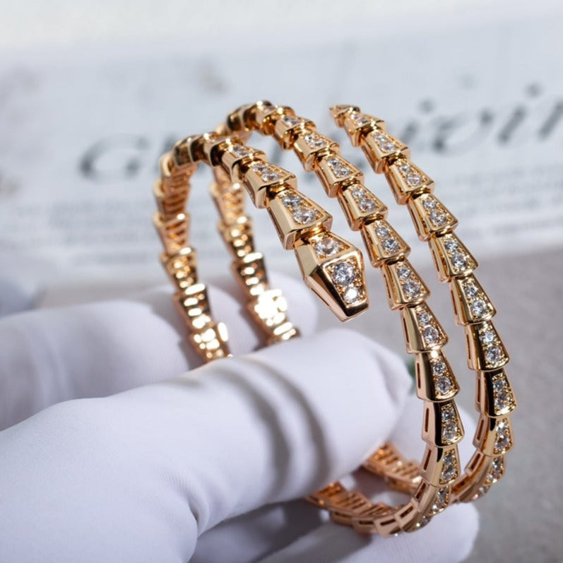 [Glow Muse]SERPENTI BRACELET PINK GOLD DIAMOND DOUBLE ROW