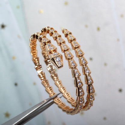 [Glow Muse]SERPENTI BRACELET PINK GOLD DIAMOND DOUBLE ROW