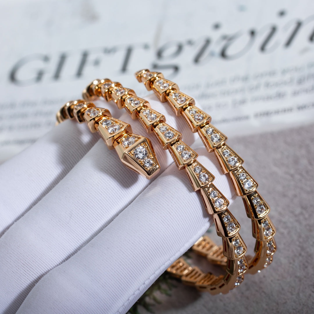 [Glow Muse]SERPENTI BRACELET PINK GOLD DIAMOND DOUBLE ROW